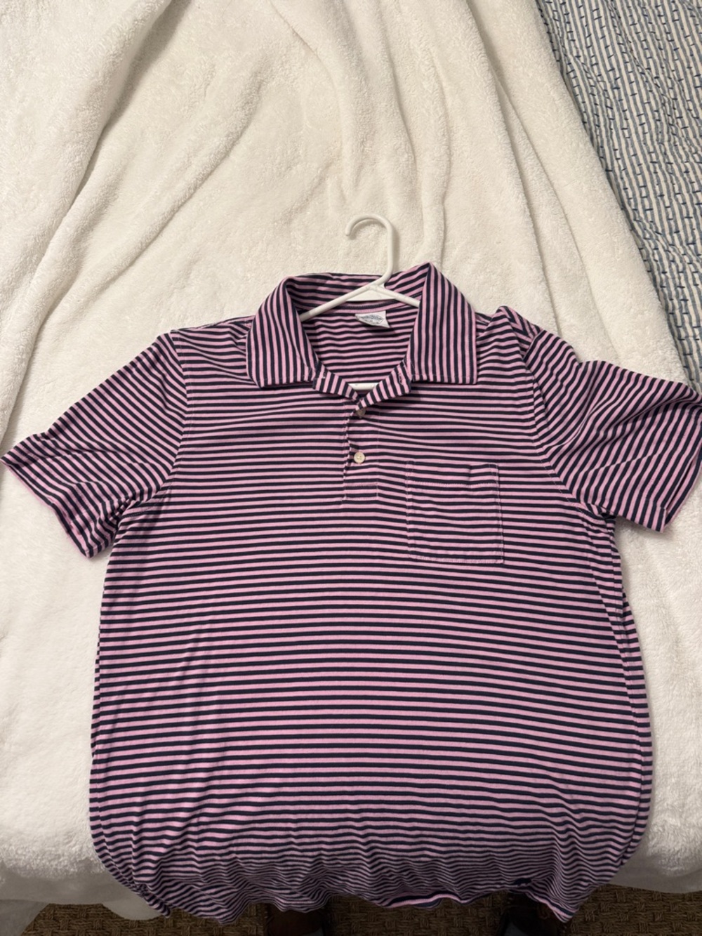 Brooks Brothers Pink and Navy Striped Polo